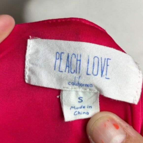 Peach Love California Pink Cactus Print Mini Swing Dress Pockets Boho Womens - Picture 7 of 7